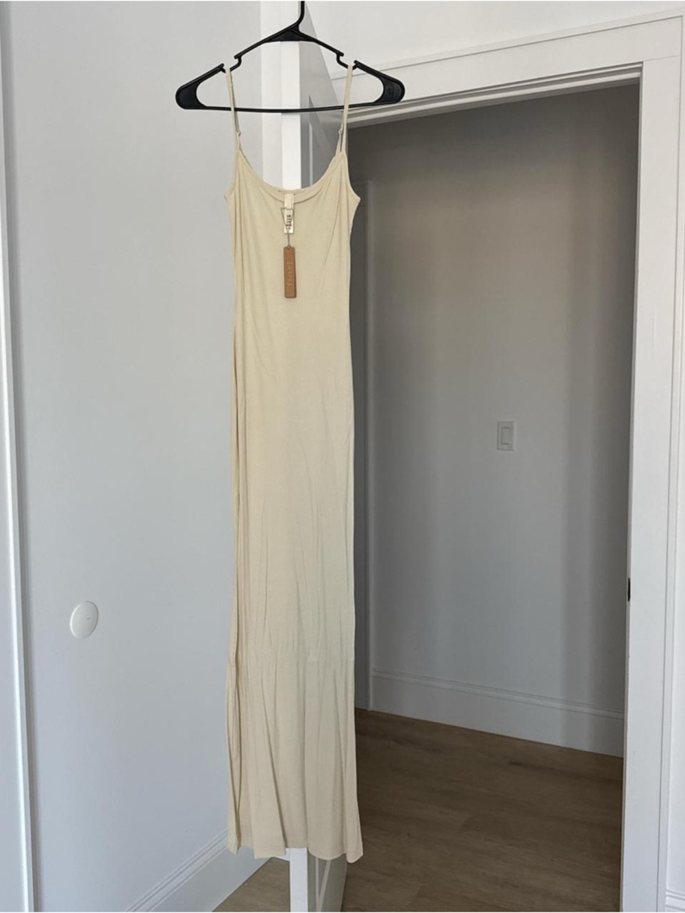 SKIMS Cream Slip Maxi Dress with Spaghetti Straps